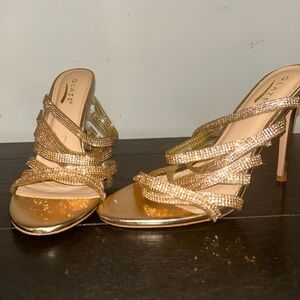 JUST GLAZE! - Rose-gold and SILVER rhinestones shoes. Slightly warn.